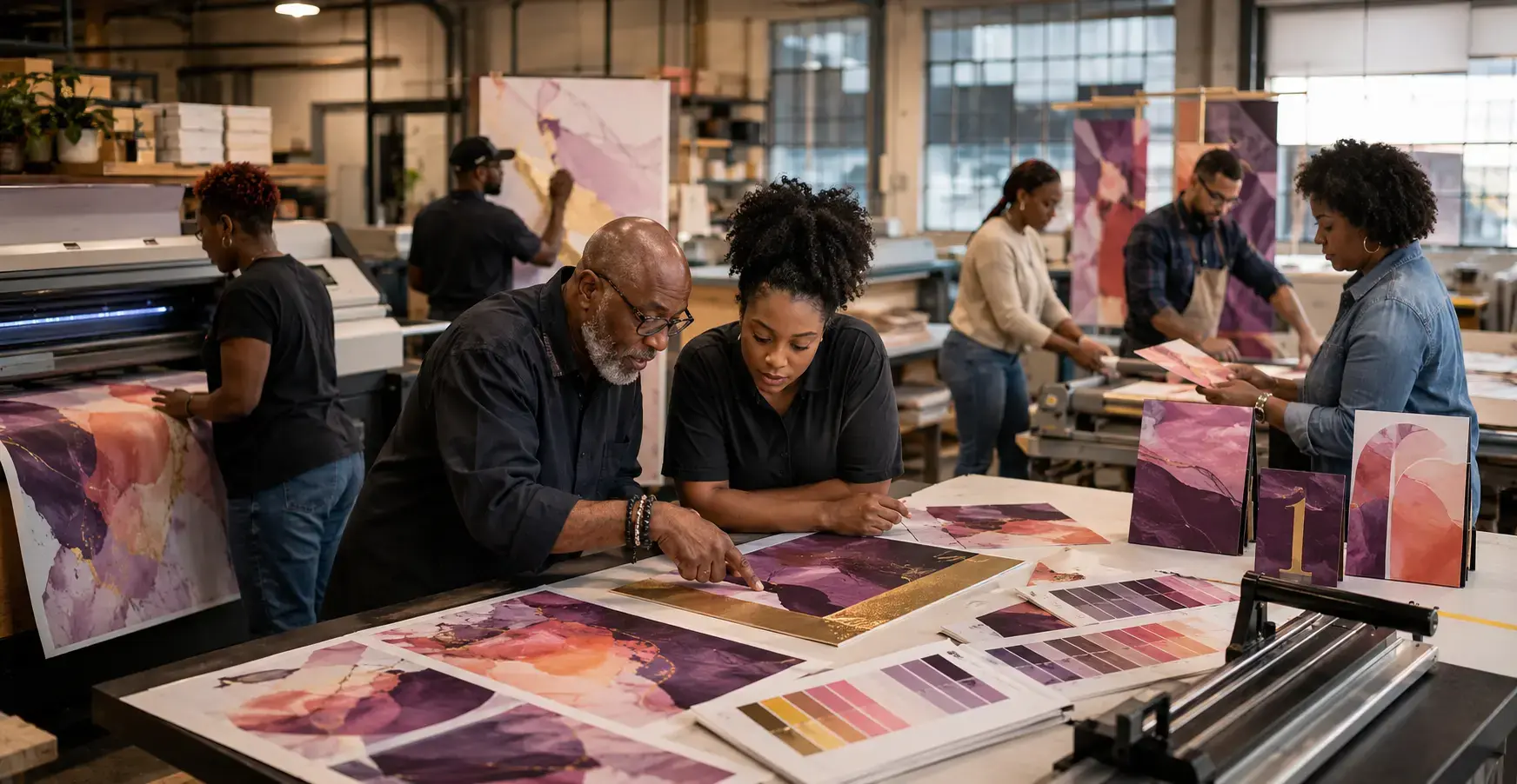 An Atlanta event print and production team creating large-format graphics and signage.